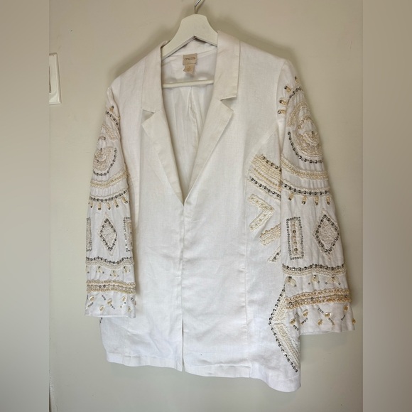 Chico's Vintage Linen Embroidered Blazer - Picture 11 of 13